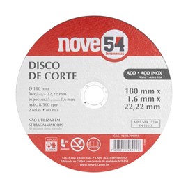 Disco Corte Ferro 180 x 1,6 x 22,22 mm Nove54 DCN954 Vonder