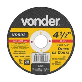 Disco Corte Ferro VDR02 4.1/2 x 1/8 x 7/8 115mm Vonder
