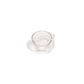 Xicara para Chá com pires de Cristal de Chumbo Coracao 170ml